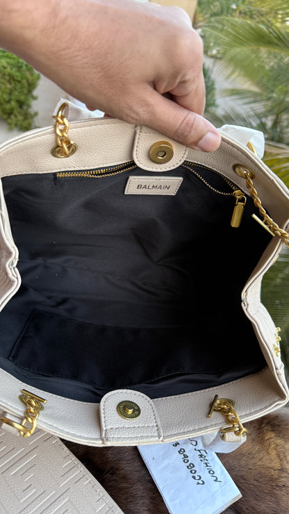 BALMAIN medium Tote With Balmain clutch.
