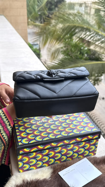 Kurt Geiger London Kensington Mini Quilted Shoulder Bag, featuring signature gold-tone hardware and a crystal-embellished eagle head-Master Series-Box included