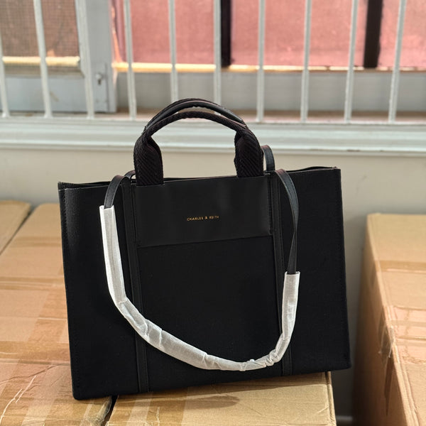 Charles & Keith SHALIA Full Size Tote All black ( Master Series )