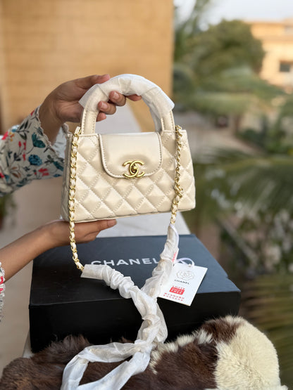 Chanel Kelly Small in White Shinny Calf Skin-AAA Quality-Folding Box