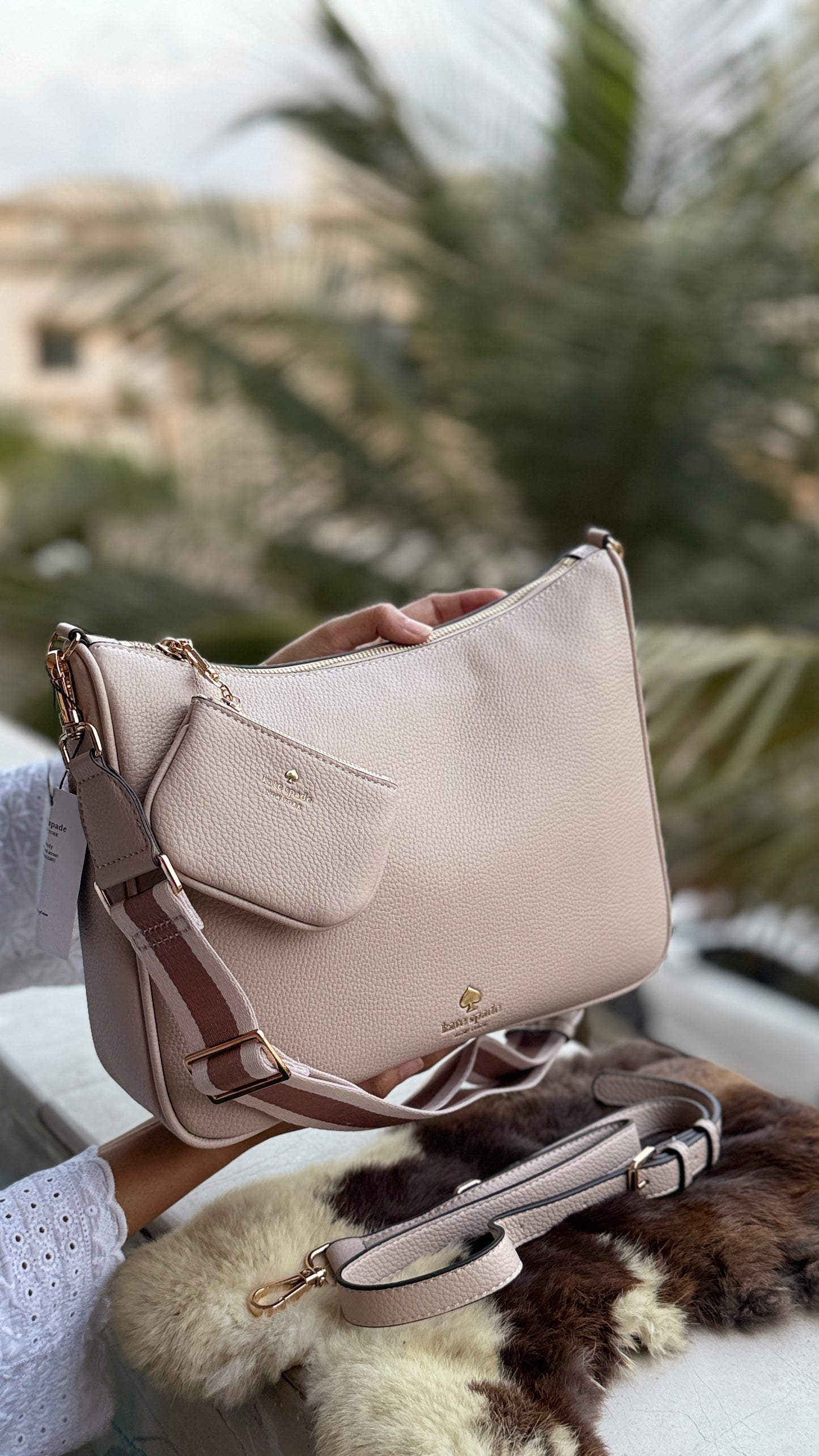 Kate Spade Emma Large Crossbody bag With mini pouch-Master Plus series Nude/Skin
