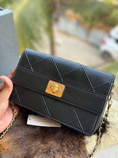Charles & Keith Eleni Quilted Crossbody Bag-With Box