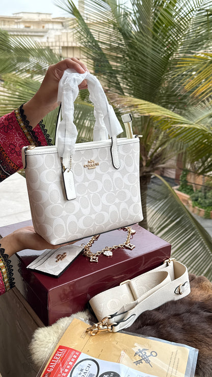 Coach City Mini Tote Bag-With Wallet & Charm Chain-Box Included-Master Plus Series.