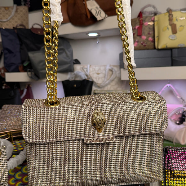 Kurt Geiger London Large Kensington houndstooth tote bag With Box.
