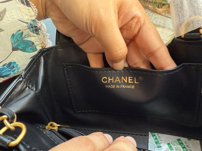 Chanel Kelly Small in Black Shinny Calf Skin-AAA Quality-Folding Box