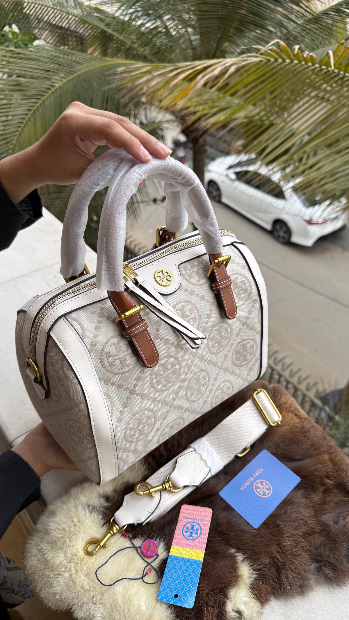 Tory Burch Petite T Monogram Jacquard Barrel Bag-Master Series.