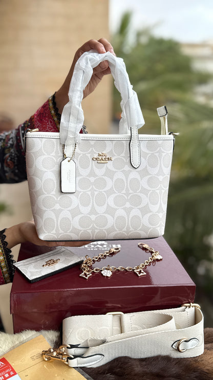 Coach City Mini Tote Bag-With Wallet & Charm Chain-Box Included-Master Plus Series.