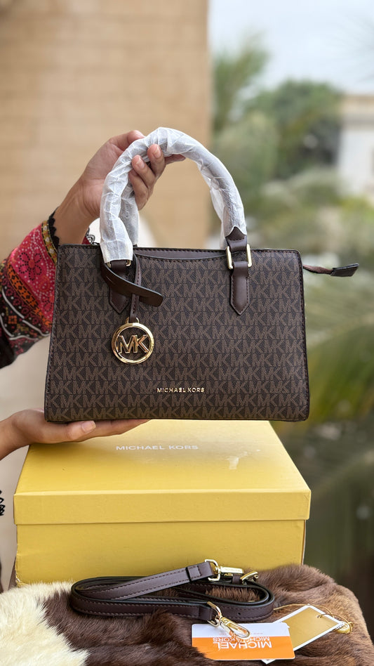 Michael Kors Signature Monogram Hand bag With box.