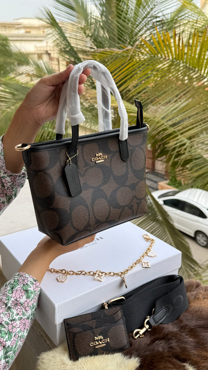 Coach City Mini Tote Bag-With Wallet & Charm Chain-Box Included-Master Plus Series.
