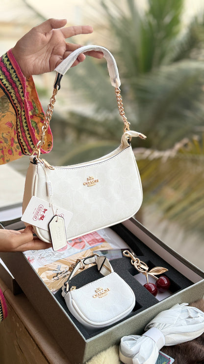 Coach Teri Hobo Complete Set With Box,Micro Bag & Cherry Charm-Master Plus