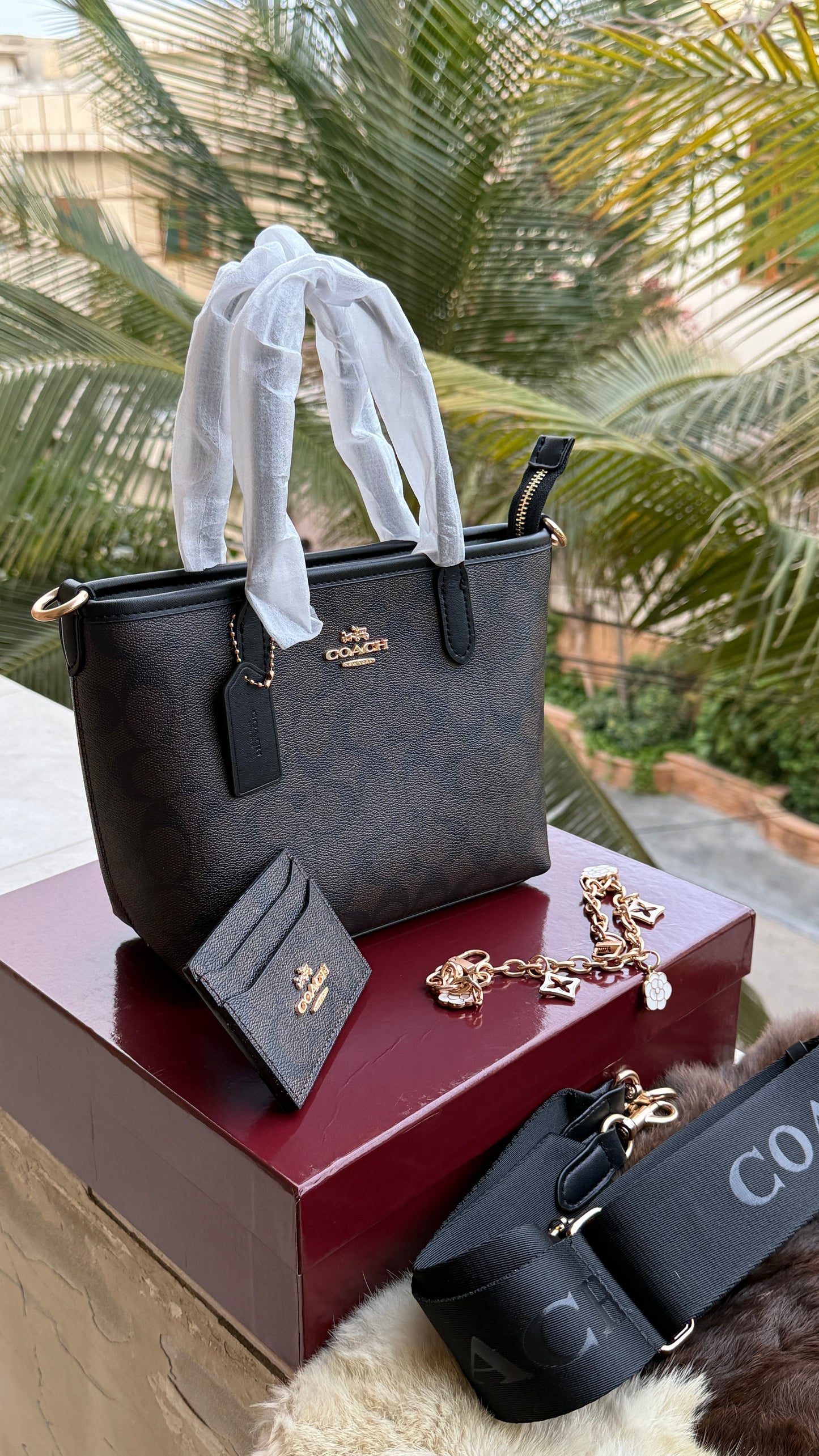 Coach City Mini Tote Bag-With Wallet & Charm Chain-Box Included-Master Plus Series.