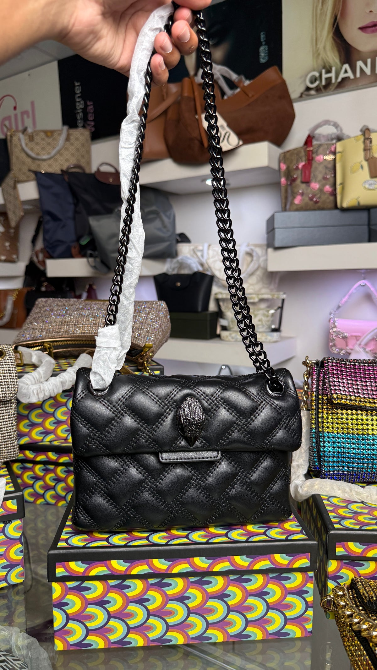 Kurt Geiger London Kensington Mini X Bag-With box-Full black