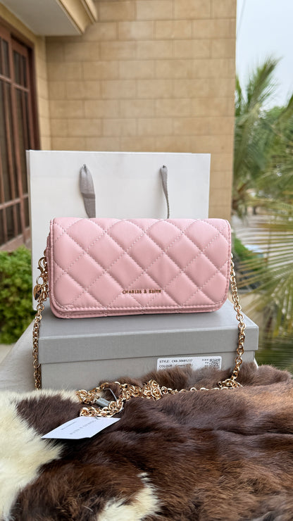 Charles & Keith Arrietty Quilted Wallet on Chain-With Box-Paper Bag