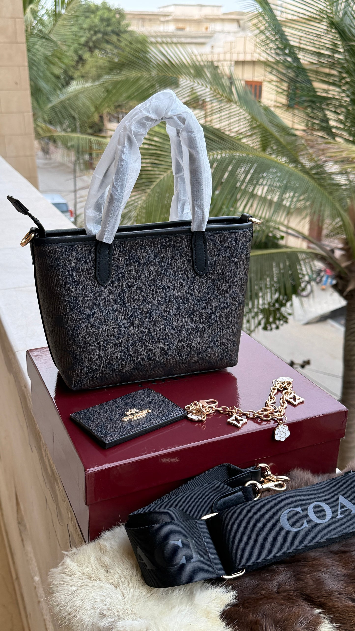 Coach City Mini Tote Bag-With Wallet & Charm Chain-Box Included-Master Plus Series.
