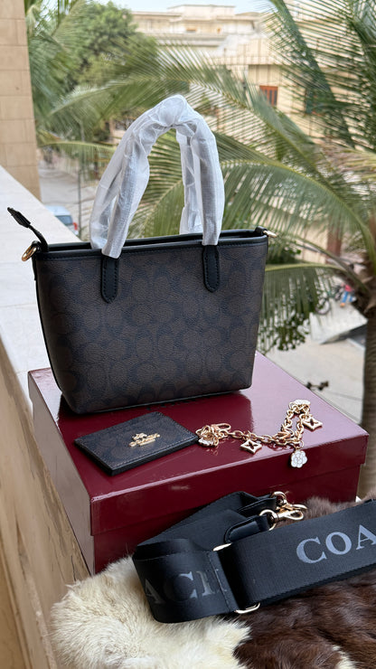 Coach City Mini Tote Bag-With Wallet & Charm Chain-Box Included-Master Plus Series.