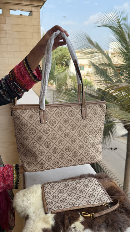 Tory Burch T Monogram Tote-Master Plus Series With Pouch