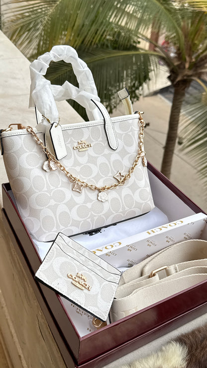 Coach City Mini Tote Bag-With Wallet & Charm Chain-Box Included-Master Plus Series.