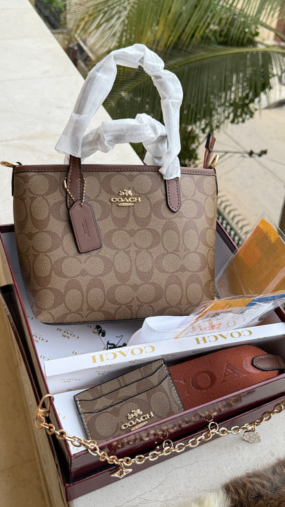 Coach City Mini Tote Bag-With Wallet & Charm Chain-Box Included-Master Plus Series.
