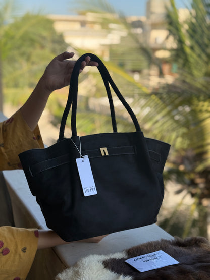 JW PEI Hana Medium Suede Tote Bag in black