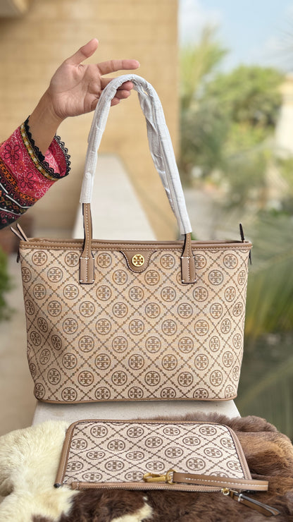 Tory Burch T Monogram Tote-Master Plus Series With Pouch