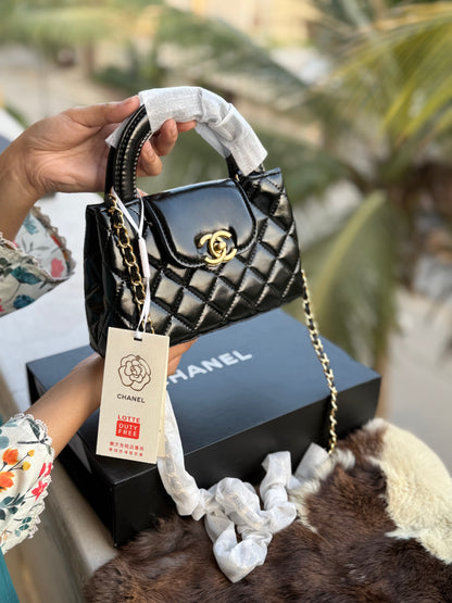 Chanel Kelly Small in Black Shinny Calf Skin-AAA Quality-Folding Box