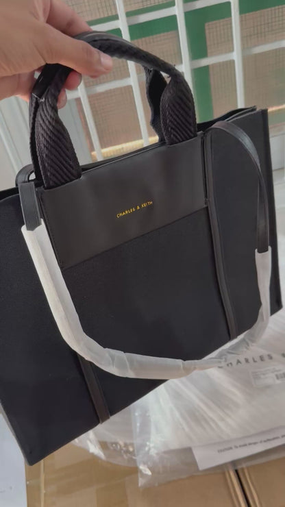 Charles & Keith SHALIA Full Size Tote All black ( Master Series )